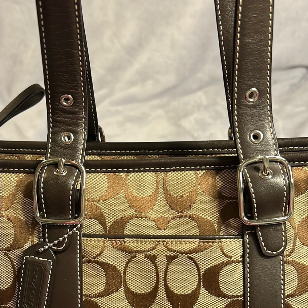 COACH 6042 Brown Canvas and Leather Monogram Tote Bag Vintage (07/2005) - Picture 8 of 12